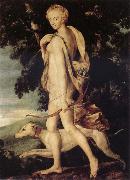 School of Fontainebleau Diana the Huntress oil